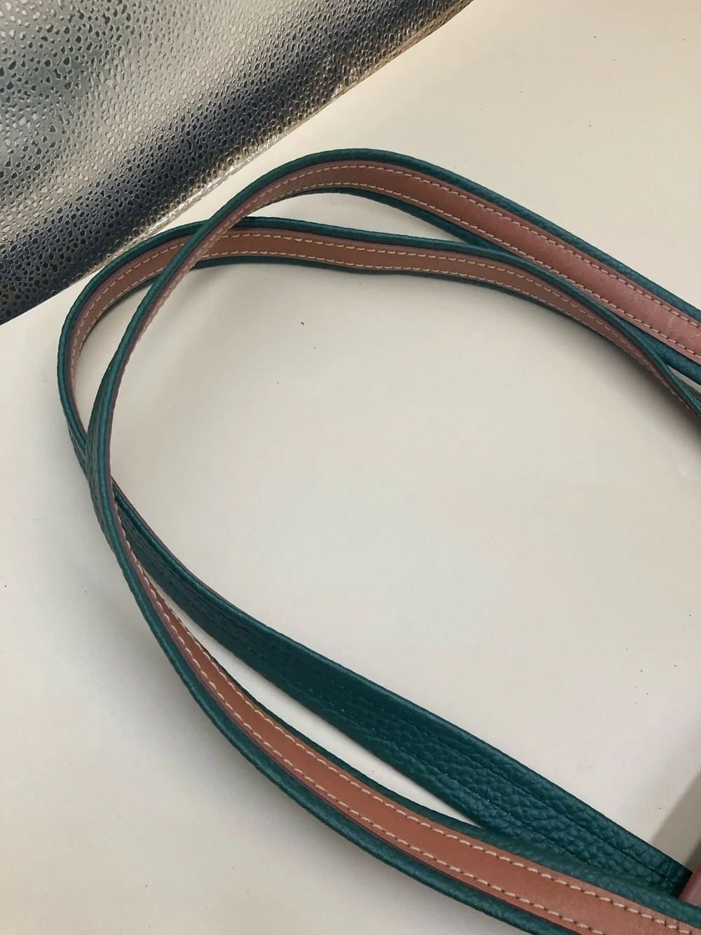Dooney & Bourke Forest Green Pebbled Leather Tote with Brown Trim Vintage
